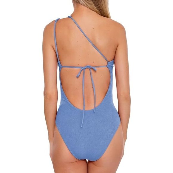 BECCA by Rebecca Virtue Pucker Up One Piece Swimsuit - Mist Blue - NWT - Picture 2 of 3